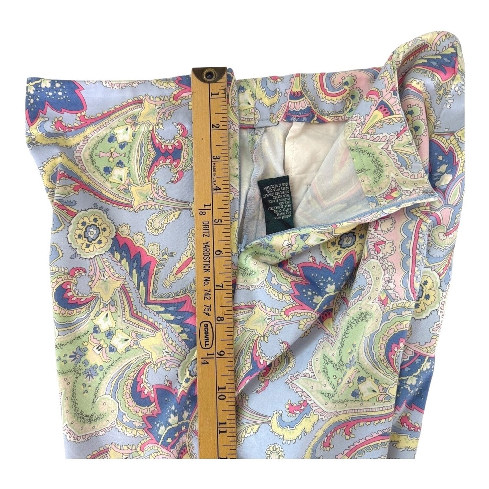 Lauren Ralph Lauren Pants 6P Blue Paisley Petite Ankle Crop Side Zip Cotton Blen - Picture 7 of 7